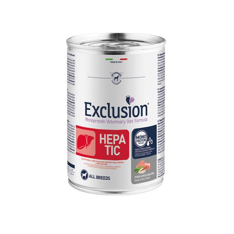 Exclusion Hepatic Maiale e Piselli 400g - Cibo Umido per Cani Exclusion Hepatic Maiale e Piselli 400g - Cibo Umido per Cani